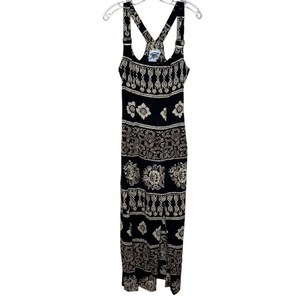Born In America BIA Black Sleeveless Tank Dress Size 5/6 Floral Criss Cross USA